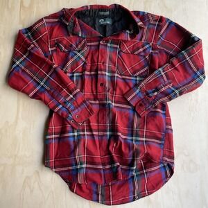 Timber Trail Flannel Shirt Mens Medium Red Plaid Lined Snap Long Sleeve Workwear